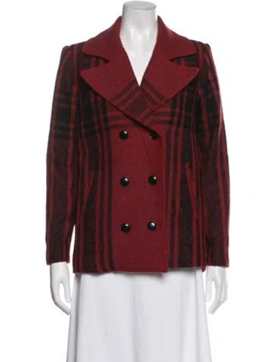 Pre-owned Frame Wool Plaid Print Jacket In Red