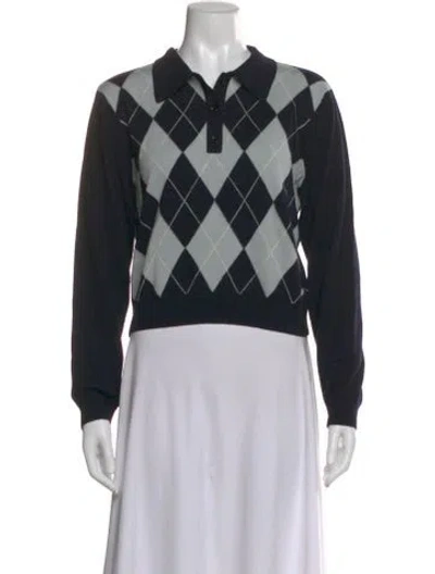 Pre-owned Frame Wool Plaid Print Polo In Black