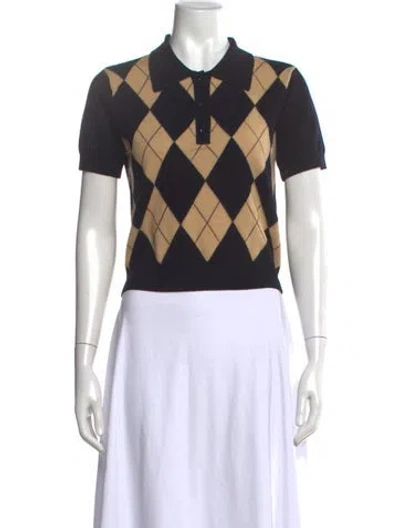 Pre-owned Frame Wool Plaid Print Polo In Black