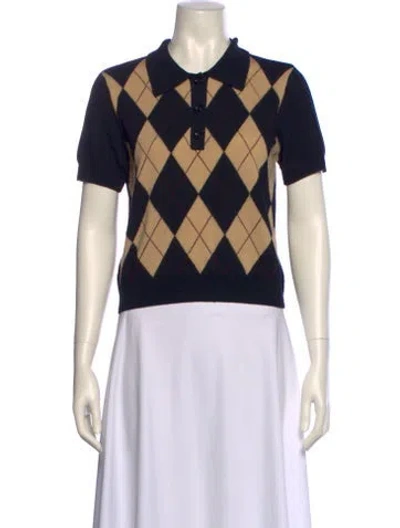 Pre-owned Frame Wool Plaid Print Polo W/ Tags In Multi