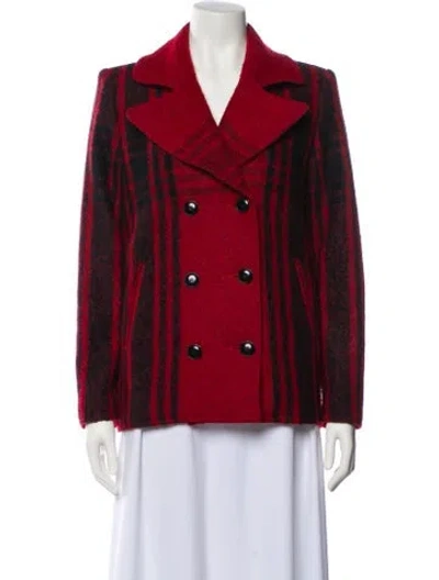 Pre-owned Frame Wool Printed Coat In Red