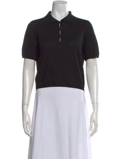 Pre-owned Frame Wool Short Sleeve Polo In Black