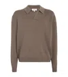 Frame Wool-silk Polo Sweater In Brown