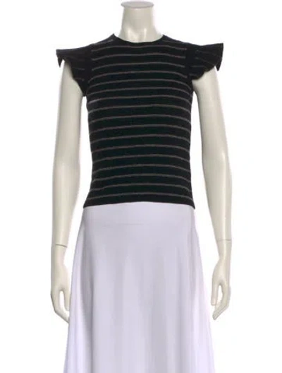 Pre-owned Frame Wool Striped Crop Top In Black