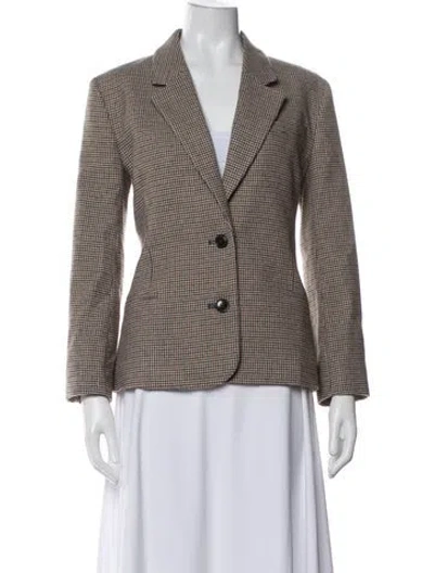 Pre-owned Frame Wool Tweed Pattern Blazer In Brown