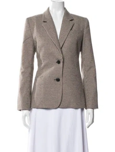 Pre-owned Frame Wool Tweed Pattern Blazer In Brown
