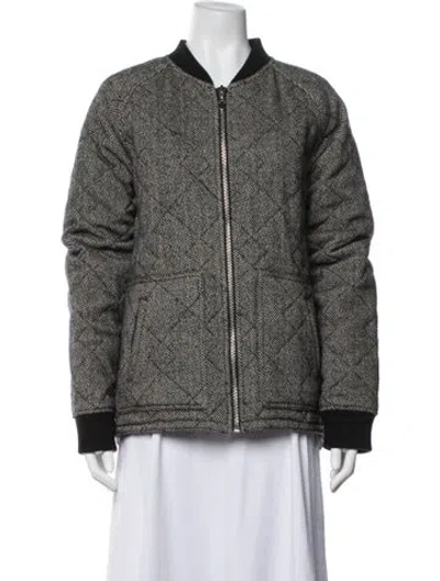 Pre-owned Frame Wool Tweed Pattern Bomber Jacket In Multi