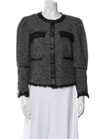 Pre-owned Frame Wool Tweed Pattern Jacket In Gray