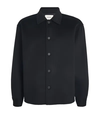 Frame Wool Twin-pocket Overshirt In Black