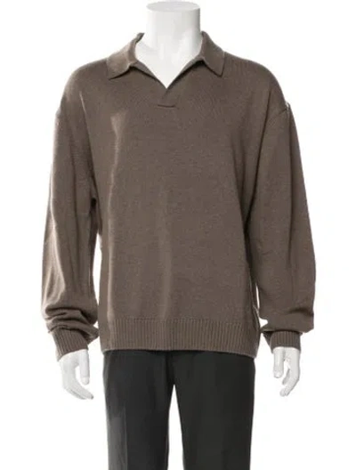 Pre-owned Frame Wool V-neck Polo Sweater W/ Tags In Brown