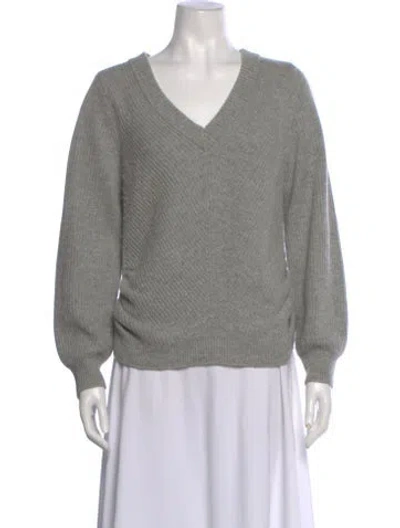 Pre-owned Frame Wool V-neck Sweater In Gray