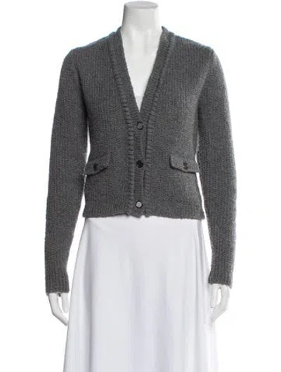 Pre-owned Frame Wool V-neck Sweater In Gray