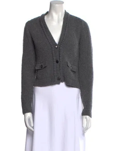 Pre-owned Frame Wool V-neck Sweater In Gray