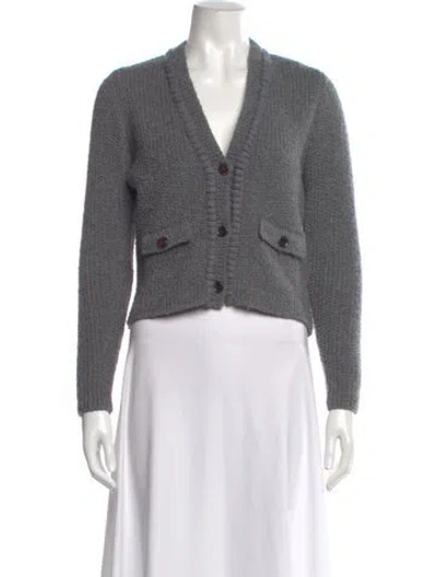 Pre-owned Frame Wool V-neck Sweater In Gray