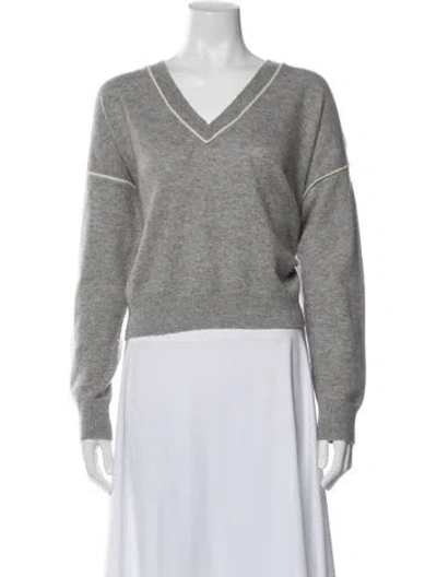 Pre-owned Frame Wool V-neck Sweater In Gray