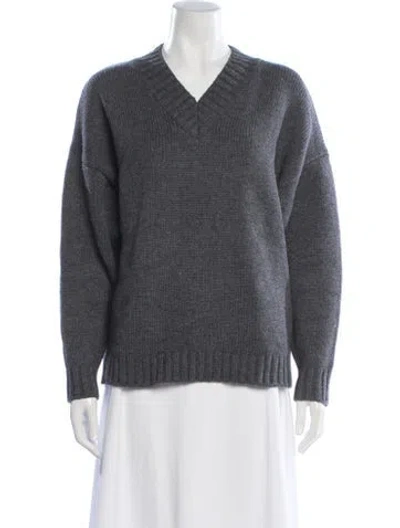 Pre-owned Frame Wool V-neck Sweater In Gray