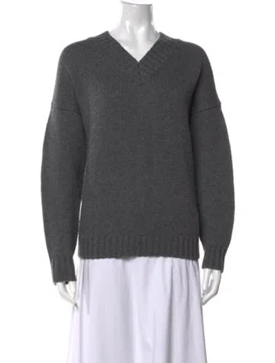 Pre-owned Frame Wool V-neck Sweater In Grey
