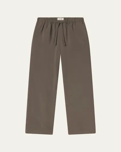 Frame Wool Wide-leg Drawstring Pants In Brown