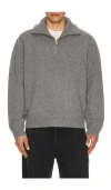 Frame Wool Zip Sweater In Gray