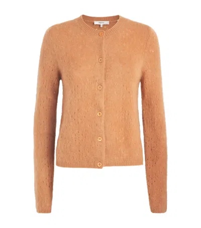Frame Wool-cashmere Airy Teddy Cardigan In Brown