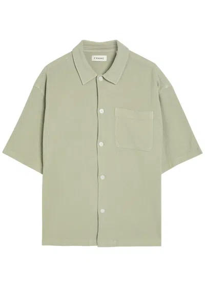Frame Woven Cotton Shirt In Green