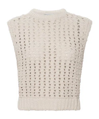 Frame Woven Design Vest In Neutral