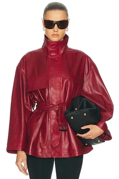 Frame X Alexandra Leclerc The Alexandra Leather Trench In Burgundy