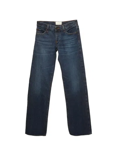 Pre-owned Frame X Amelia Gray Logo-patch Wide-leg Jeans In Blue