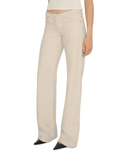 Frame X Amelia Gray Petite The Pixie Gray Low Rise Wide Flare Leg Jeans In Cappuccino In White