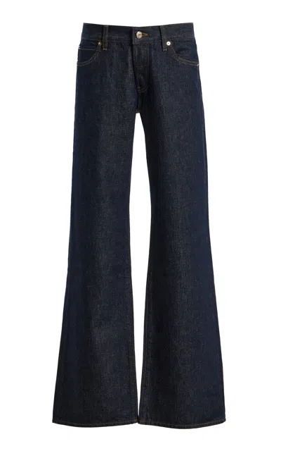 Frame X Amelia Gray The Gray Rigid Low-rise Flared-leg Jeans In Dark Wash