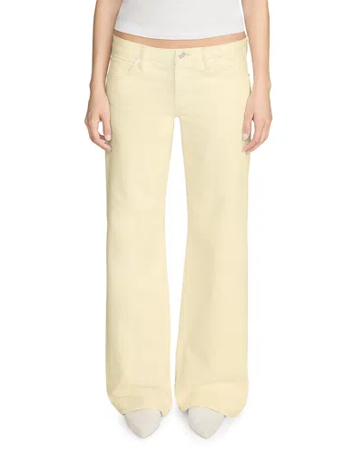 Frame X Amelia Gray The Pixie Gray Low Rise Wide Flare Leg Jeans In Limoncello In Neutral