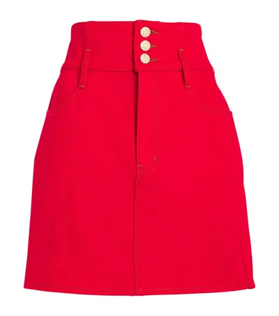 Frame X Carolina Herrera Denim Mini Skirt In Red