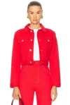 Frame X Carolina Herrera Tailored Denim Jacket In Herrera Red