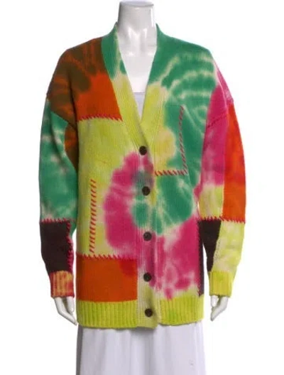 Pre-owned Frame X Julia Sarr-jamois Cashmere Tie-dye Print Sweater In Green