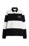 Frame Rugby-style Polo Shirt In Black,white