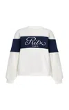 Frame White Crewneck Sweatshirt With Contrasting Logo Print In Cotton Woman In Ivory