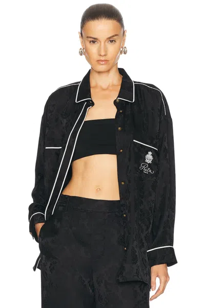 Frame X Ritz Pajama Shirt In Black Multi