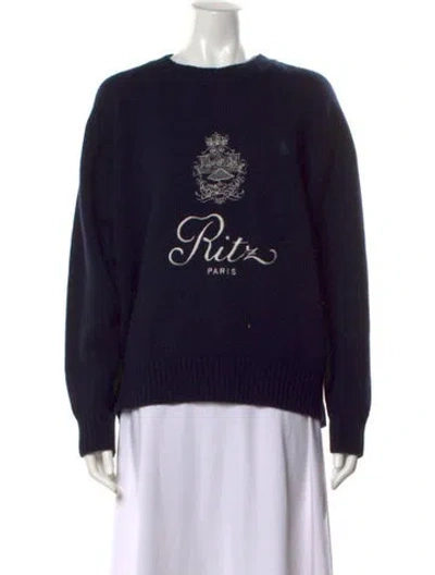 Pre-owned Frame X Ritz Paris Cashmere Crew Neck Sweater In Blue