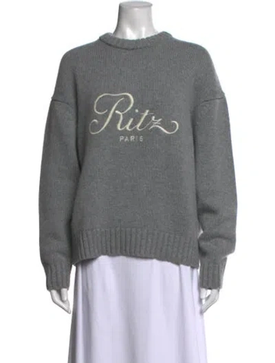 Pre-owned Frame X Ritz Paris Cashmere Graphic Print Sweater In Grey