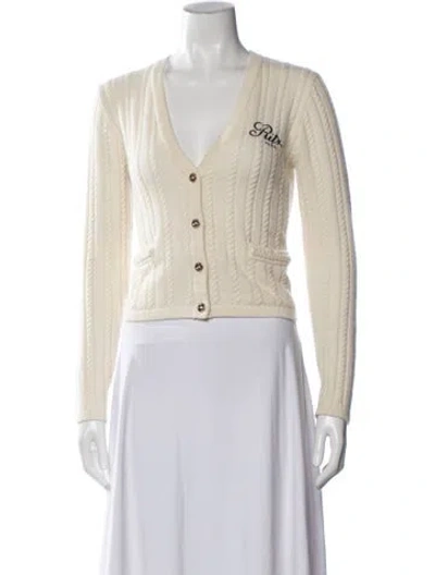 Pre-owned Frame X Ritz Paris Cashmere V-neck Sweater In White