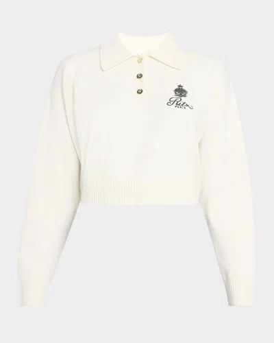 Frame X Ritz Paris Crest Cashmere Polo Sweater In Cream