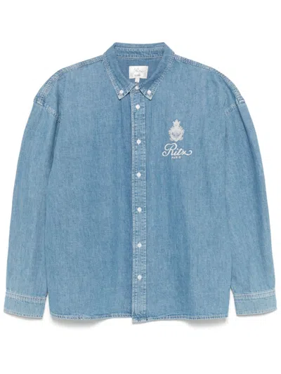 Frame X Ritz Paris Denim Shirt In Blue