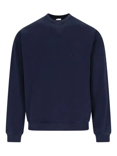 Frame X Ritz Paris Embroidered Sweatshirt In Blue
