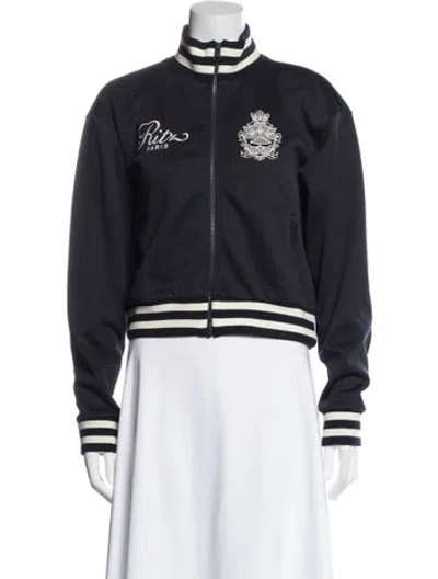 Pre-owned Frame X Ritz Paris Graphic Print Bomber Jacket In Blue