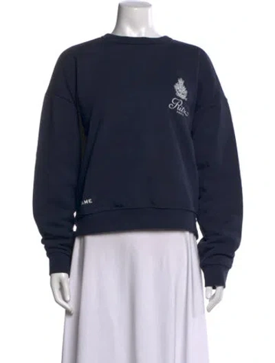 Pre-owned Frame X Ritz Paris Graphic Print Crew Neck Sweater In Blue