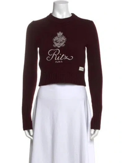 Pre-owned Frame X Ritz Paris Graphic Print Crew Neck Sweater In Burgundy