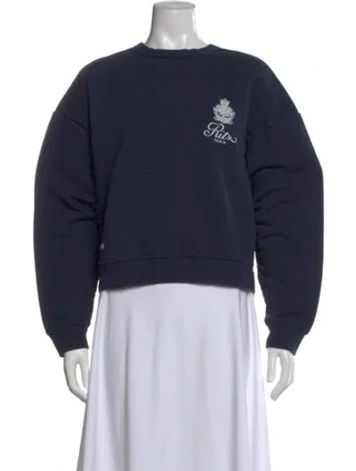 Pre-owned Frame X Ritz Paris Graphic Print Crew Neck Sweatshirt In Blue