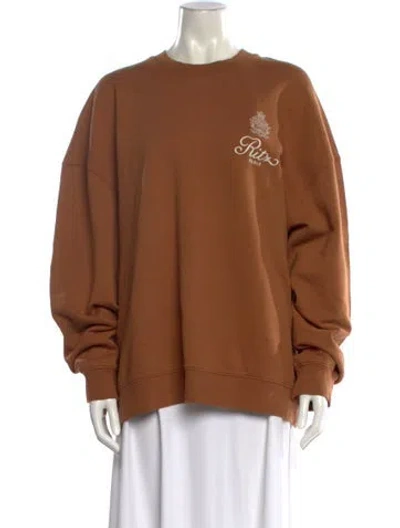 Pre-owned Frame X Ritz Paris Graphic Print Crew Neck Sweatshirt In Brown