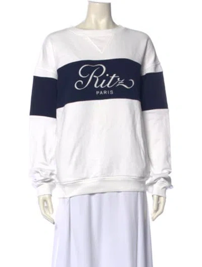 Pre-owned Frame X Ritz Paris Graphic Print Crew Neck Sweatshirt In White