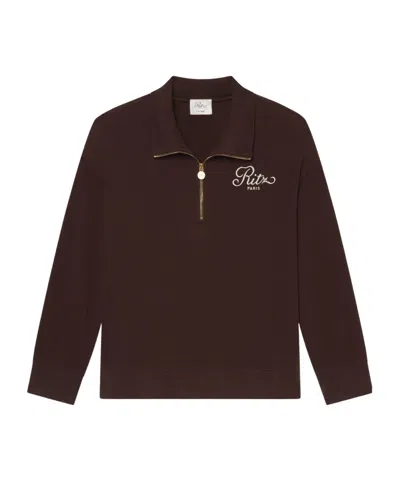 Frame X Ritz Paris Half-zip Sweatshirt In Brown